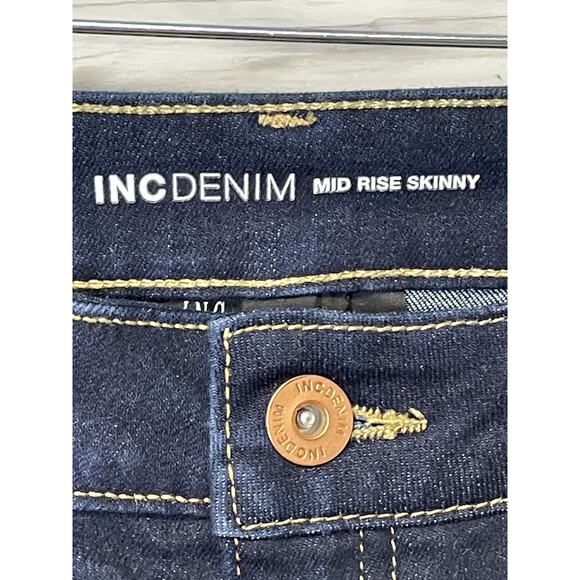INC Denim Jeans Womens 2 Dark Blue Mid Rise Skinny Stretch Classic Style Pants - Picture 9 of 16